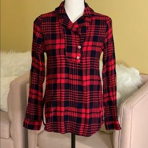 ❤️Anthropologie red and black plaid shirt- size S
